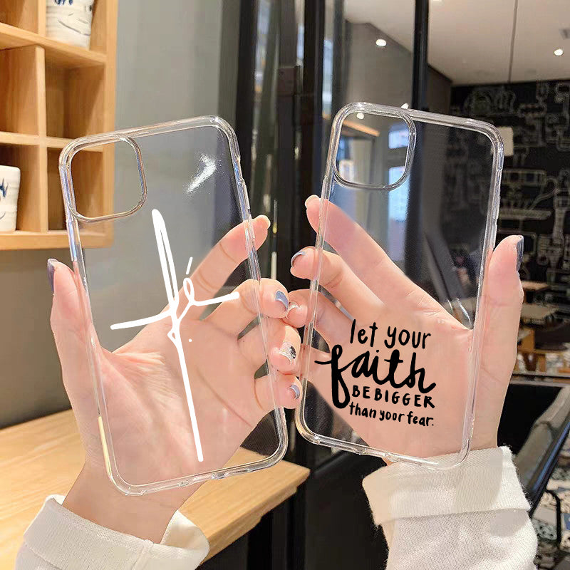 Softcase Transparent Case with FAITH Phrase for iPhone X XR XS 11 12 1 –  Loja Benac