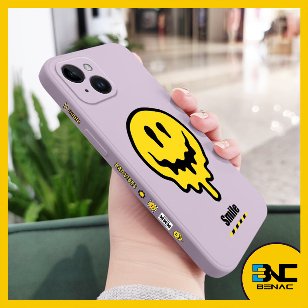 Softcase Big Smiley Soft Anti-Knock Silicone Case for iPhone 14 13 12 11 Plus Pro Max Mini X XR XS SE 2020 8 7 6 6S