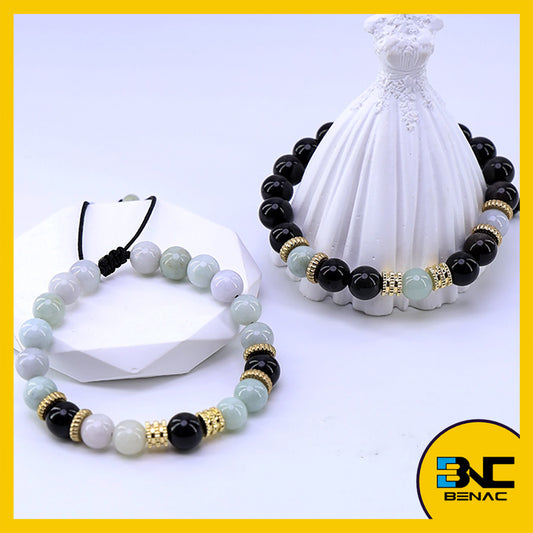 Original Design Obsidian Jade Beaded Bracelet For Couples 14k Gold-Filled Color-Preserving Braided Rope For Boys and Girls Pure Handmade Bracelet Jewelry