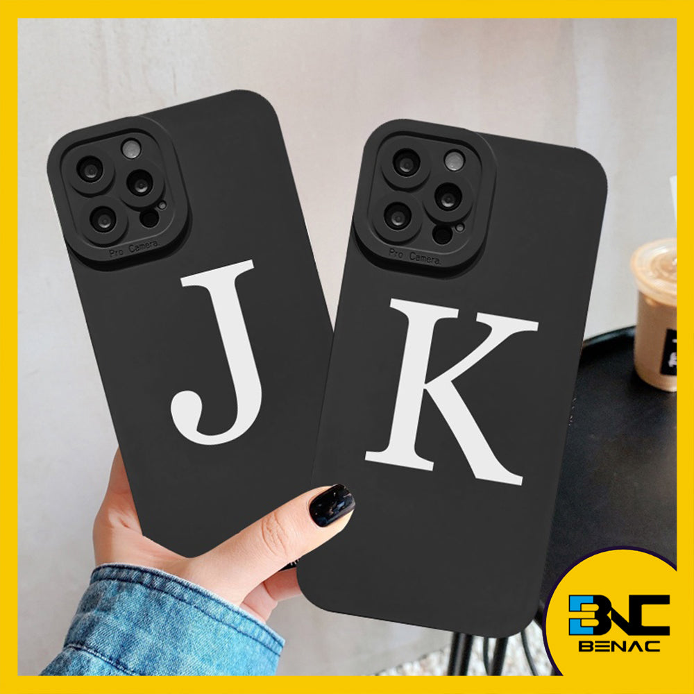 Soft Silicone Phone Case with Initial Letters A-Z for iPhone 15 14 13 12 11 Pro Max X XR XS XSMAX SE20 SE22 7 8 Plus