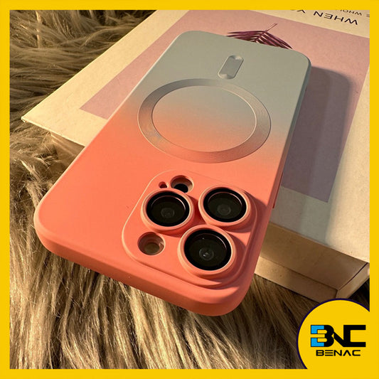 Soft Case Silicone Gradient 2 Color With Dual Lens Protector For iPhone 15 14 13 12 11 Pro Max