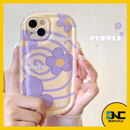 Softcase Cartoon Giraffe and Purple Yellow Flower Pattern Silicone Phone Case for iPhone 14 13 12 11 Pro Max X XR XS XSMAX SE 2020