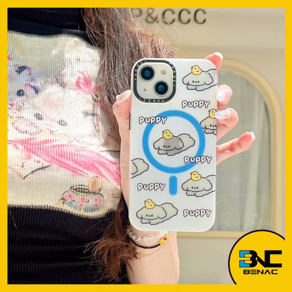 Soft Silicone Cartoon Puppy Motif Case with Magnetic Attraction for iPhone 14 13 12 11 Pro Max X XR XS XSMAX SE 2020