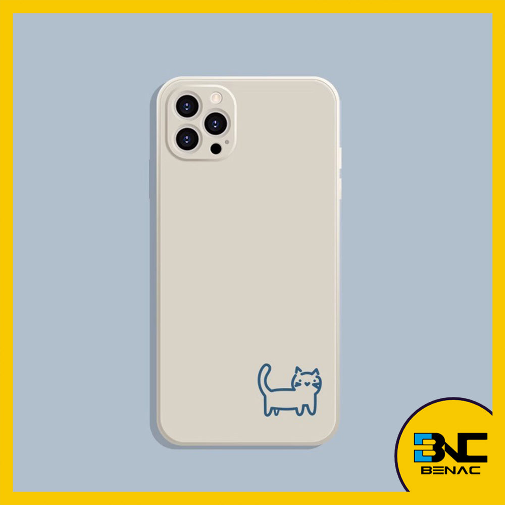 Soft Silicone Cartoon Cat and Fish Motif Back Protective Phone Case for iPhone 14 13 12 11 Pro Max X XR XS XSMAX SE 2020 7 8 Plus