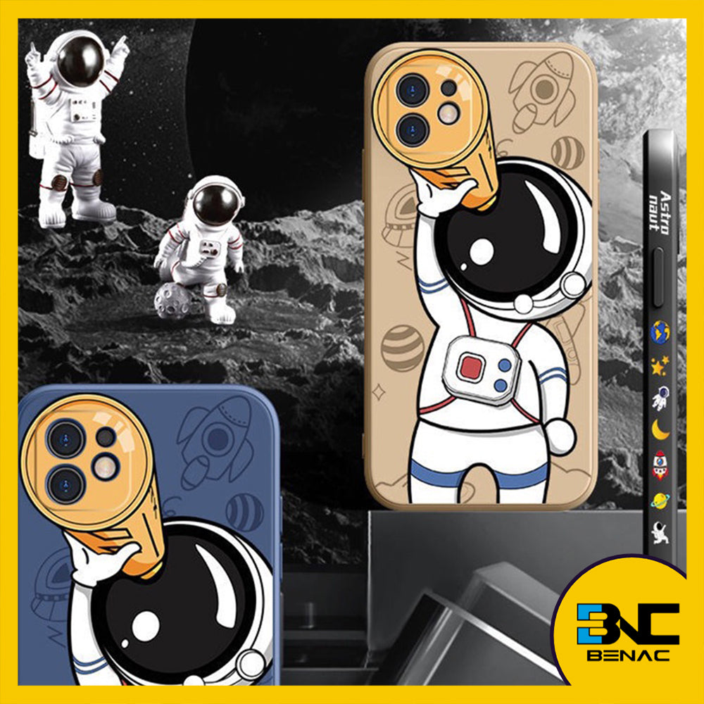 Soft Silicone Phone Case With Luxury Astronaut-Themed Handheld Strap for iPhone 15 14 13 12 11 Pro Max X XR XS XSMAX SE20 SE22 7 8 Plus Mini