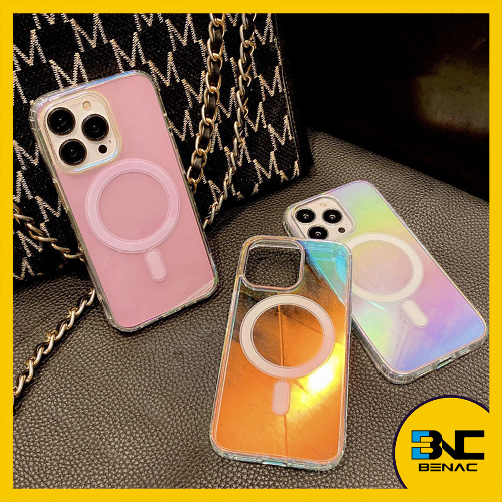 Softcase Magnetic MagSafe Phone Case with Laser Beam Color Coating Latest Model Design for iPhone 15 14 13 12 11 Pro Max X XR XS XSMAX SE20 SE22 7 8 Plus