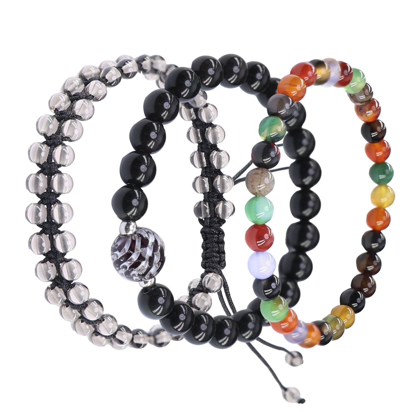 Natural Tourmaline Bracelet Color Tourmalinggangan Black Obsidian Beads Pere Bracelet for Variant Set of Three Handmade Bracelets for gifts for friends, family and others