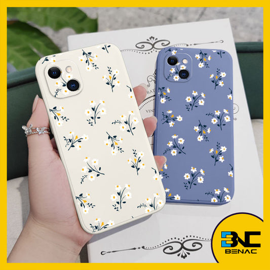 Softcase White Flower Soft Silicone Case for iPhone 14 13 12 11 X XR XS SE 2022 SE 2020 8 7 6 6S Plus Pro Max