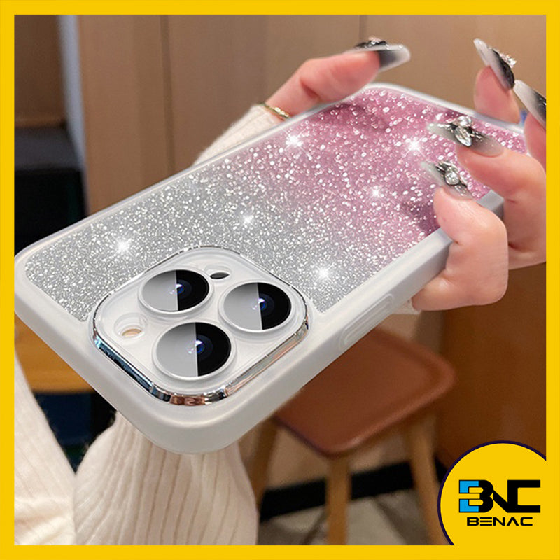Softcase Rough Matte Transparent Glitter Mobile Phone Case with Camera Screen Protector for iPhone 15 14 13 12 Pro Max 7 8 Plus X XR XS XS Max