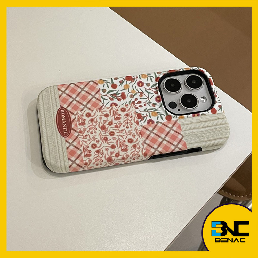 Soft Case Hybrid Double-Layer Checkered Flower Pattern for iPhone 11 13 12 14 Pro Max