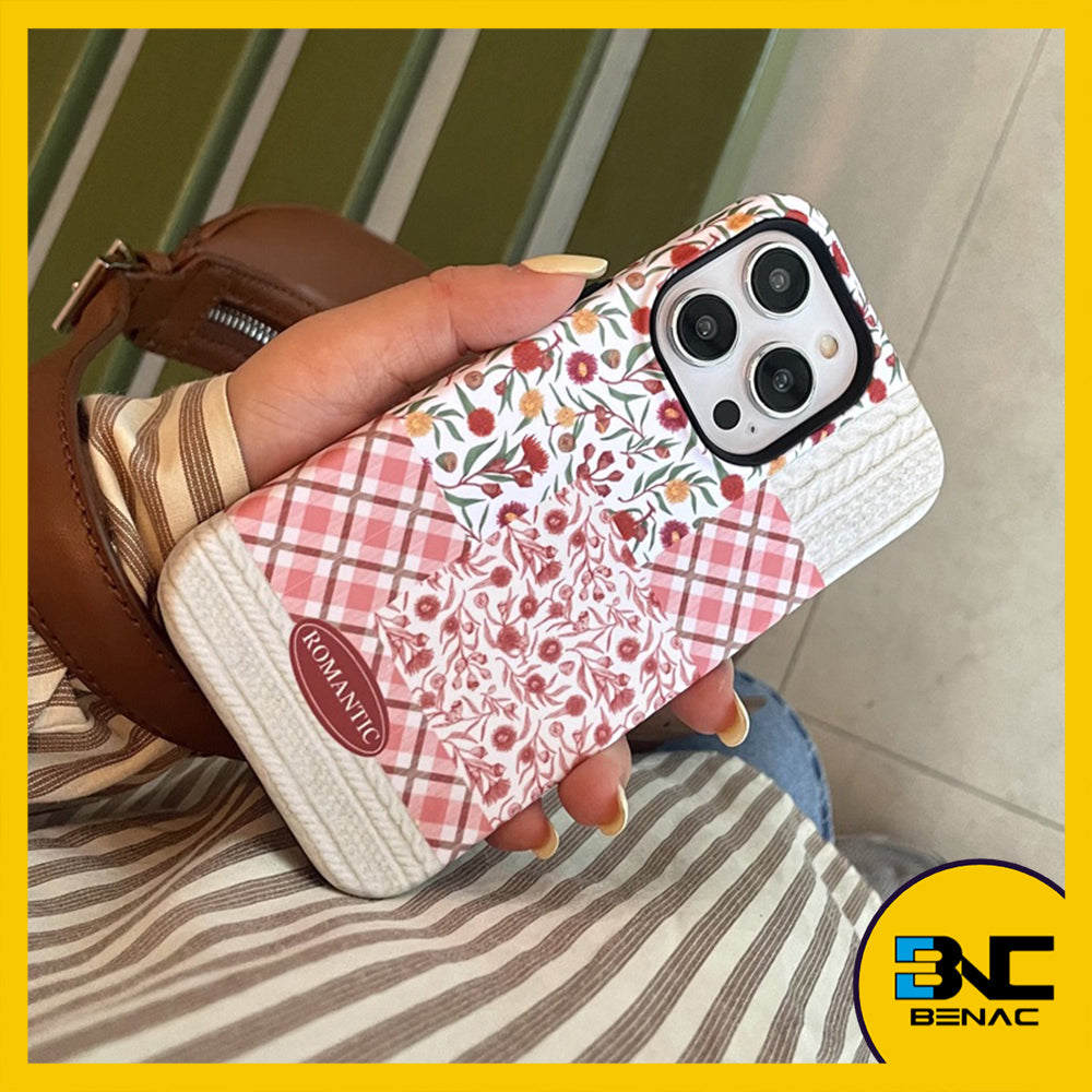 Soft Case Hybrid Double-Layer Checkered Flower Pattern for iPhone 11 13 12 14 Pro Max