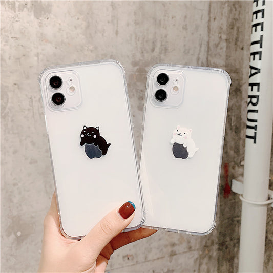 Softcase Cute Cat Clear Protective iPhone Case for Iphone X XR XS 11 12 13 14 Pro Max 14 Plus 7 8 Plus SE 2020