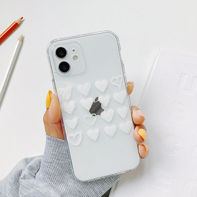 Softcase Sequence of Hearts Clear Protective Case for iPhone X XR XS 11 12 13 14 Pro Max 14 Plus 7 8 Plus SE 2020