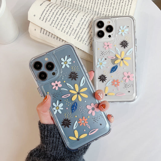 Softcase Transparent Modern Floral Style for iPhone 13 12 11 14 Pro Max 7 8