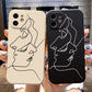 Softcase Protective case with vector lines for couple for iPhone X XR XS 11 12 13 14 Pro Max 14 Plus 7 8 Plus SE 2020